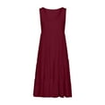thumbnail image 6 of Plus Size Women Dress , Womens Fashion Holiday Summer Solid Color Sleeveless Party Beach Dress(Wine,XXXL), 6 of 8
