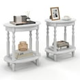 thumbnail image 1 of Gymax 2 PCS 2-Tier End Table Oval Compact Sofa Side Nightstand w/ Storage Shelf, 1 of 10