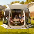 thumbnail image 5 of Screen House Tent, 10 x 9.2 ft, 4-8 Person Pop Up Screen Tent with Extended Awning, Portable Screened in Canopy with Carry Bag, Netting Sides, for Patio, Backyard, and Outdoor Activities, Beige, 5 of 10