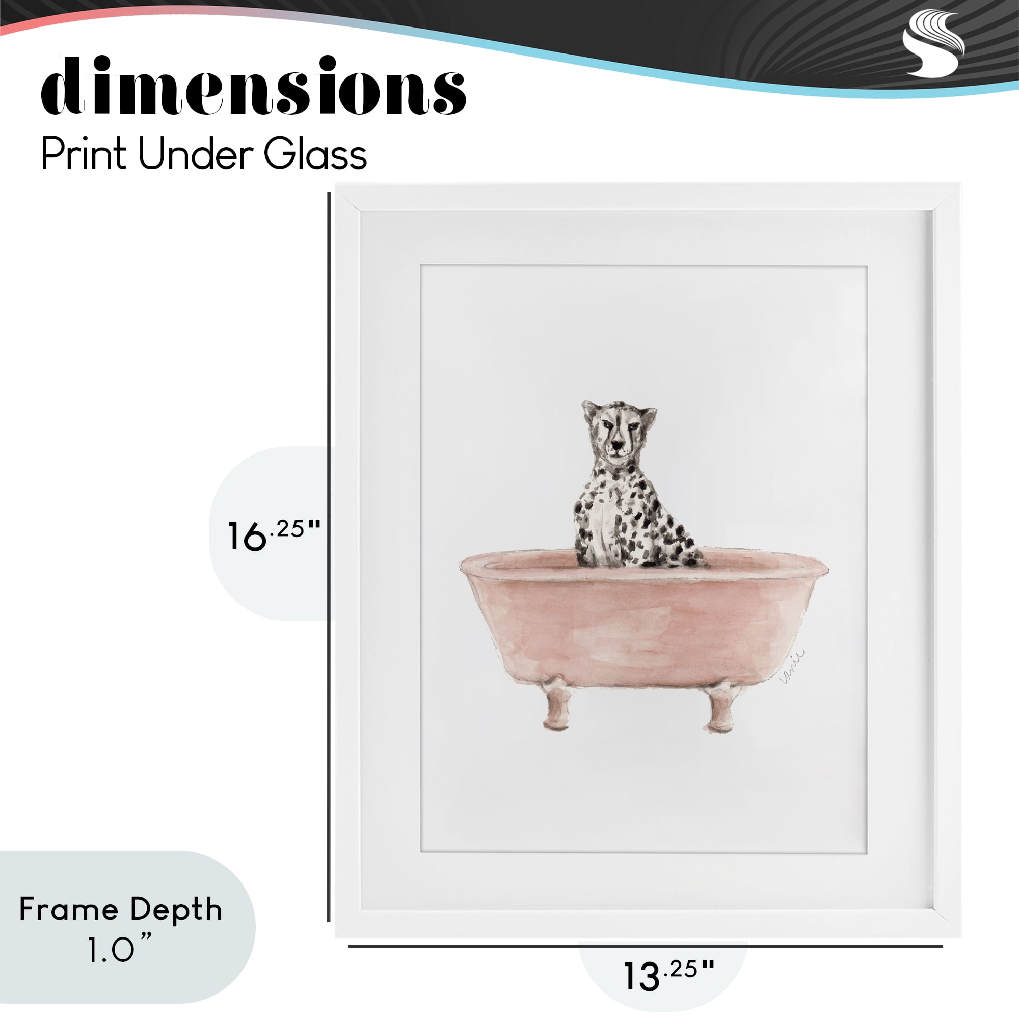 Stupell Industries Cheetah in Pink Tub White Framed Print Under Glass, design by Lanie Loreth