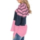 thumbnail image 2 of Sudadera con capucha de manga larga con empalme a rayas, suave y holgada, para mujer, para la cita diaria en la universidad, rosa, rojo, XXL, 2 of 6