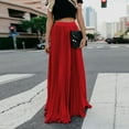 thumbnail image 5 of Fgnfyis Womens Fashion High Waist Fold Soild Loose Beach Wrap Maxi Long Skirt Flowy Boho Pleated Skirt Red XXXL, 5 of 8