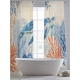 thumbnail image 5 of Sea Corals Turtle Sheer Curtains 108 Inch Long 2 Panels, Summer Beach Sea Stars Retro Linen Texture Light Filtering Rod Pocket Curtains, Sheer Voile Drapes for Living Room Bedroom, 52"x108", 5 of 8