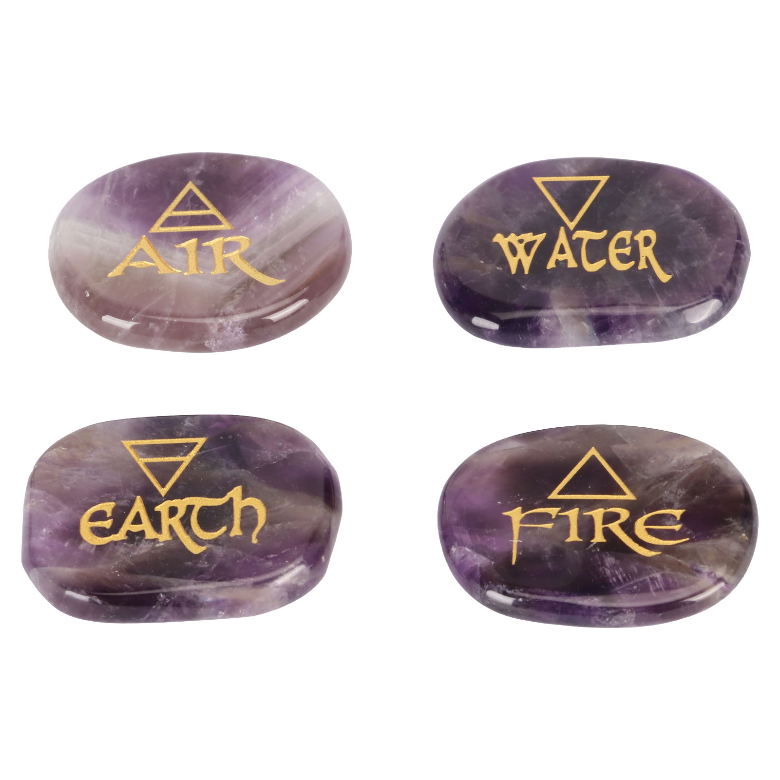 Clearance 4 Elements Assorted Stones Engraved Triangular Symbols Earth ...