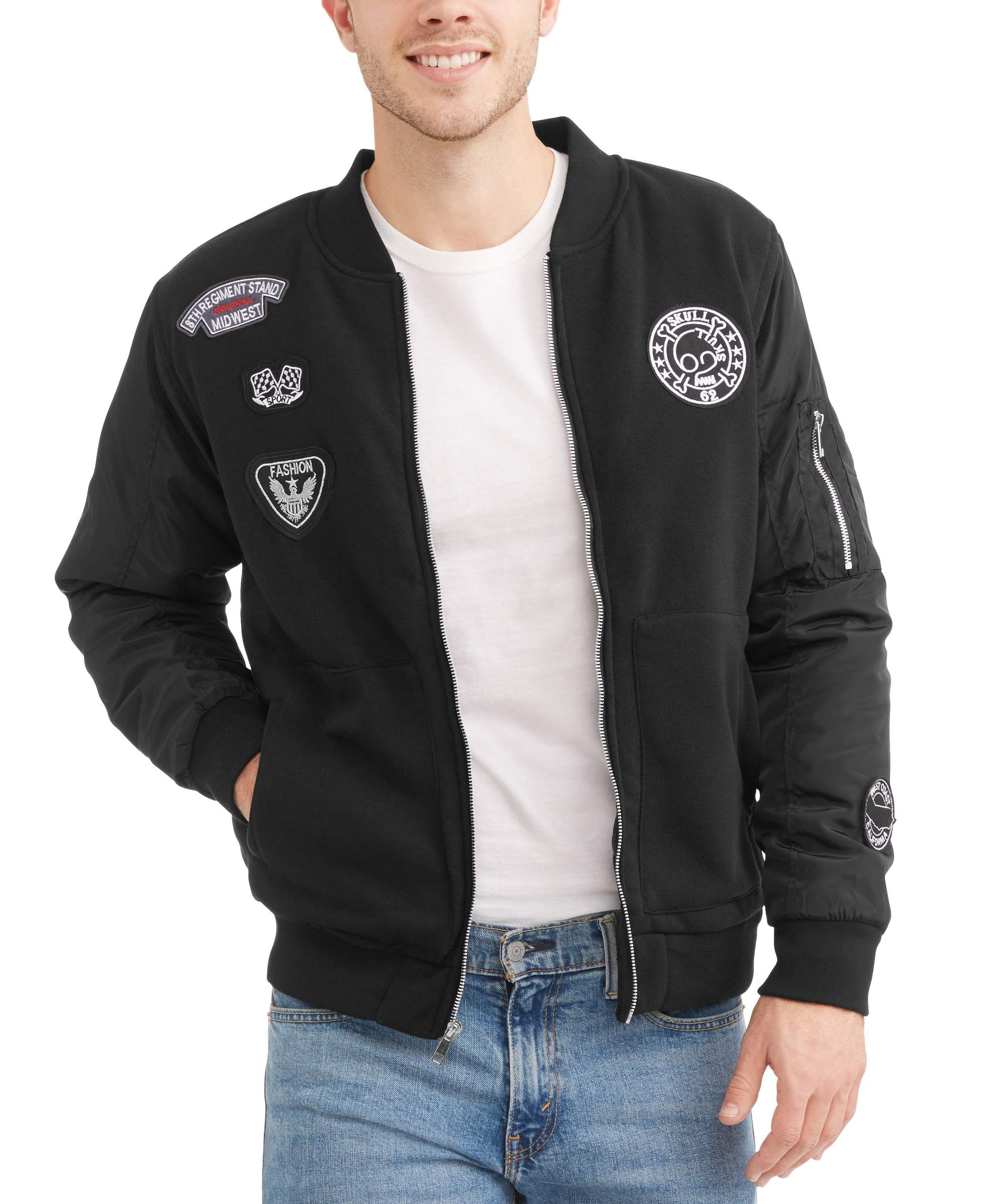 GENERIC Generic Men's Patches Fleece Jacket With Nylon S Walmart