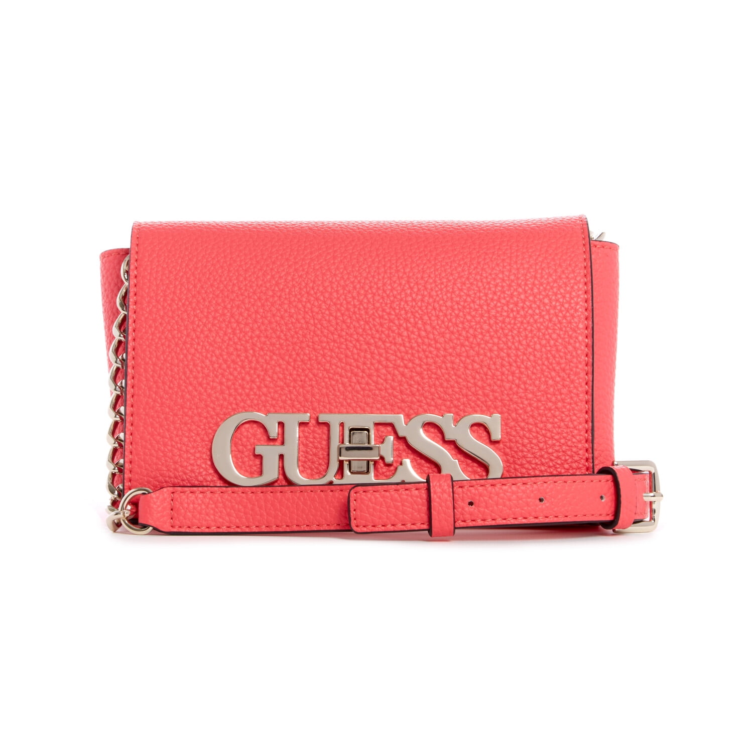 Guess Uptown Chic Mini Faux Leather Crossbody Bag in Coral Orange