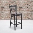 thumbnail image 4 of HERCULES Series Black ''X'' Back Metal Restaurant Barstool - Walnut Wood Seat, 4 of 6