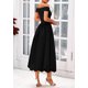 thumbnail image 2 of Vestido PRETTYGARDEN de verano para mujer con hombros descubiertos, negro, línea A, 2 of 9