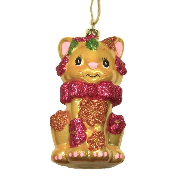 Holiday Ornament Retro Kitten Glass Sping Easter Kitsch Cat Go4402