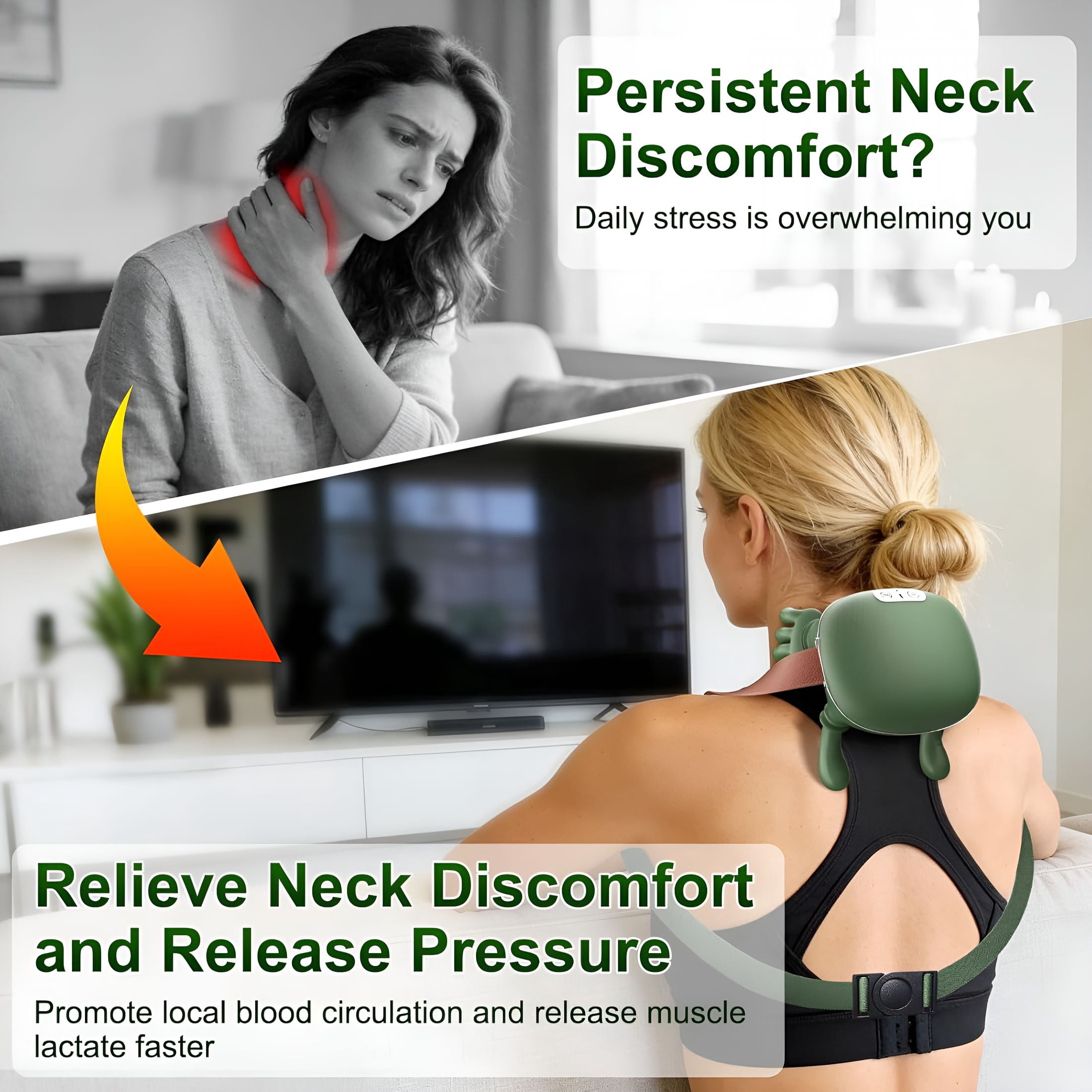 XIRQI Neck Massager with Heat& 4D Kneading for Shoulder Pain Relief, Wireless Shiatsu Deep Tissue Massager for Home Office Travel