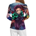 thumbnail image 4 of Demon Slayer Women's Pajama Top 3D Digital Print Sleepwear Trendy Crewneck Pullovers Long Sleeve Shirts 5XL, 4 of 8