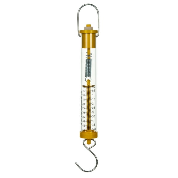 eisco labs newton force meter spring scale - max capacity 50n, 5kg, dual scale labeled