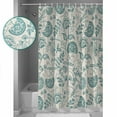 thumbnail image 3 of 54x78 Inch Shower Curtain Decorative Teal Green Spring Floral Bathtub Bath Curtains Fabric Waterproof Bathroom Decor Retro Farmhouse Summer Botanical Small Stall Shower Curtain Set with 12 Hooks, 3 of 6