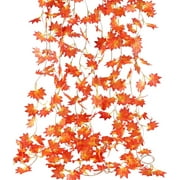 Artificial Fall Garland Maple Leaf Vine, 7.2ft Fake Hanging Vine Garland Autumn Foliage Garland for Home Wedding Fireplace Party Thanksgiving Decor-24PCS