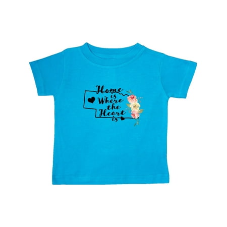 

Inktastic Nebraska Home is Where the Heart is with Watercolor Floral Gift Baby Boy or Baby Girl T-Shirt