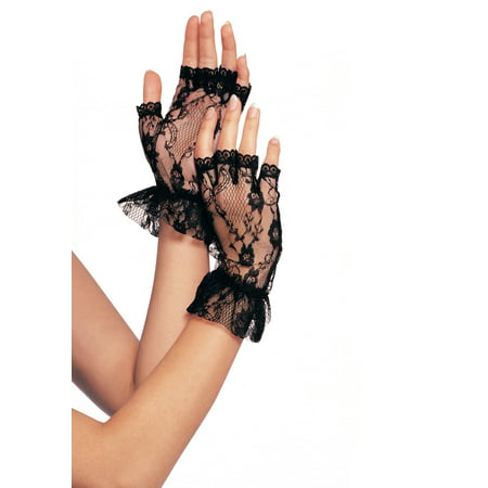 Lace Fingerless Gloves Madonna LA1205 - Black