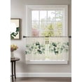 thumbnail image 4 of Semi Sheer Window Curtains 54 Inches Long, Green Eucalyptus Leaves Rod Pocket Silky Chiffon Curtain Treatment Drapes for Kitchen, Living Room, Farmhouse Rustic Botanical Burlap 52"x54", 2 Panels, 4 of 9