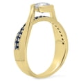 thumbnail image 2 of 1.00 Carat (Ctw) 10K Yellow Gold Round Blue Sapphire & White Diamond Ladies Bridal Swirl Twisted Engagement Ring 1 CT, 2 of 4