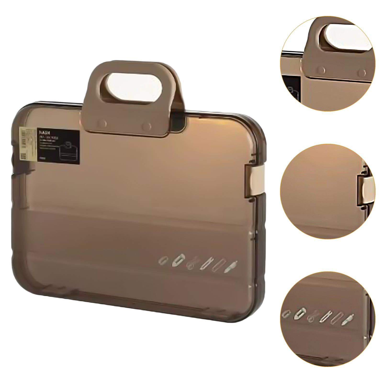 MAGIDEAL Portable files Organizer A4 Document Box Multipurpose Accessories with Snaps Brown