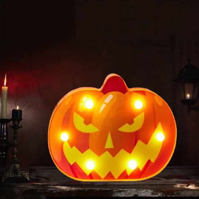 Decoraciones de Halloween en 3D de dibujos animados Luces LED Impermeable con pilas Bar Jardín Decoración de escritorio Decoración de Calabaza A Soledad Calabaza de halloween