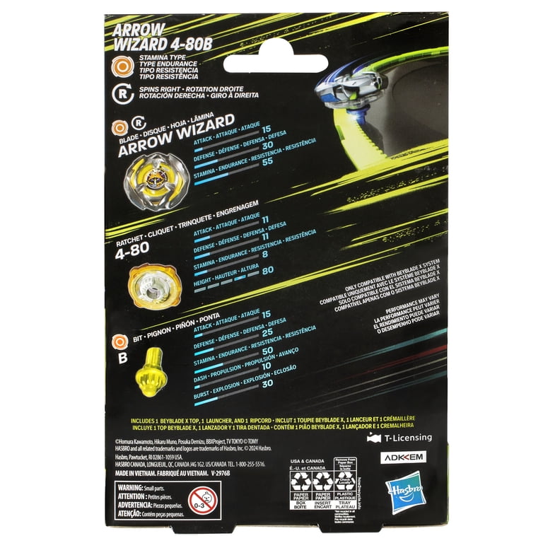 Beyblade X Arrow Wizard 4-80B Starter Pack Set with Stamina Type
