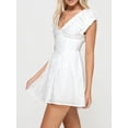 thumbnail image 2 of JYYYBF Women's Summer Mini Dress Casual Sleeveless Deep V Neck Solid Color Flowy Dress Eyelet Embroidery Dress, 2 of 7