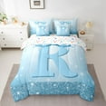 thumbnail image 2 of Castle Fairy Bowknot Initial Alphabet R Twin Bedding Sets 7-Piece for Female Men,Sparkling Graffiti Splash Bedding Comforter Set Microfiber,Dreamy Princess Bling Glitter Breathable Sheet Sets, 2 of 8