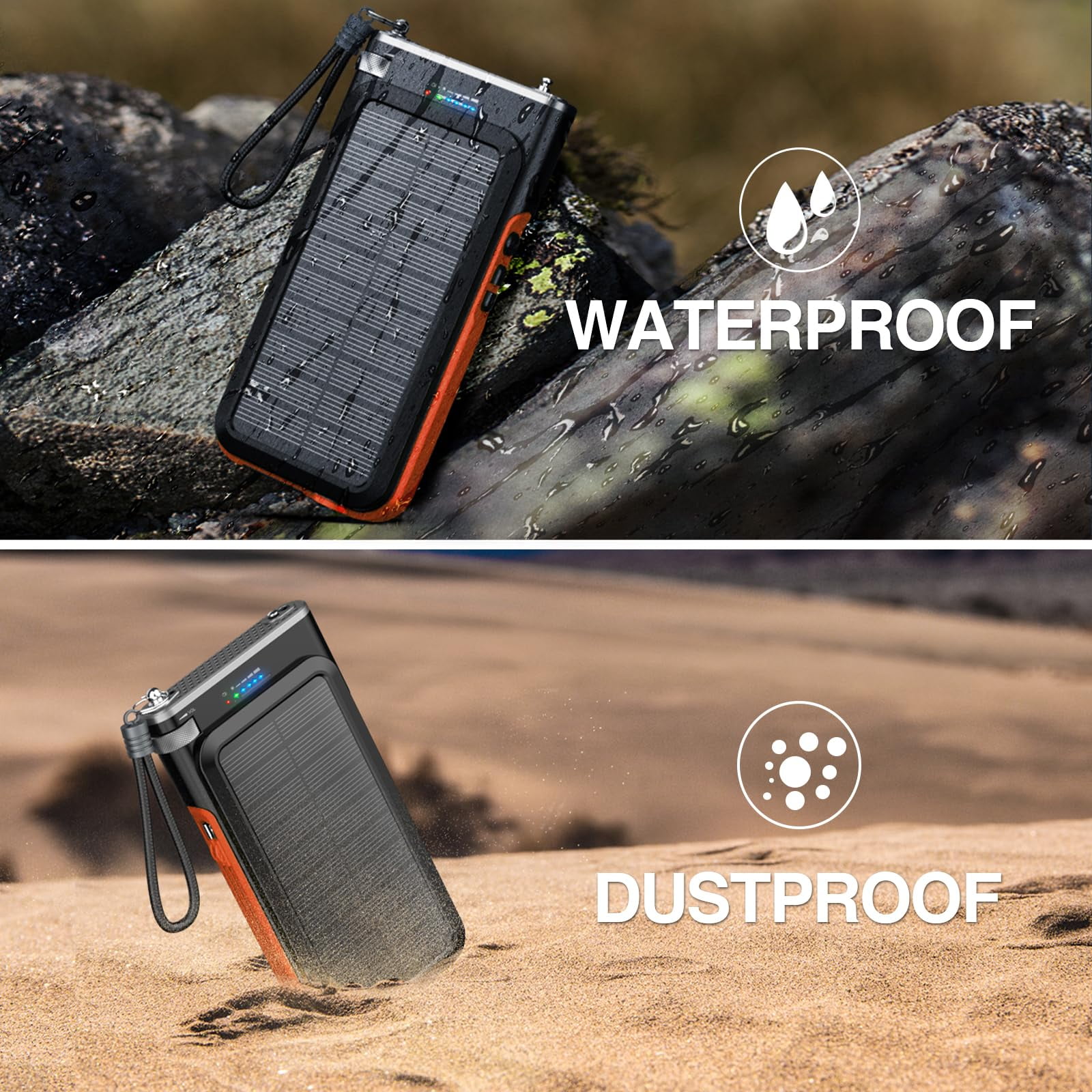 36800mAh,Power Bank with FM Radio, 15W QC 3.0 Fast Charging, Wireless Charger, Bright Flashlight, for Smartphones & USB Devices(Orange).