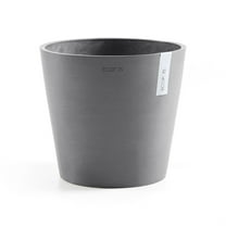 Ecopots Amsterdam Durable Modern Round Indoor/Outdoor Recycled Based Composite Flower Pot Planter, Grey, 10"