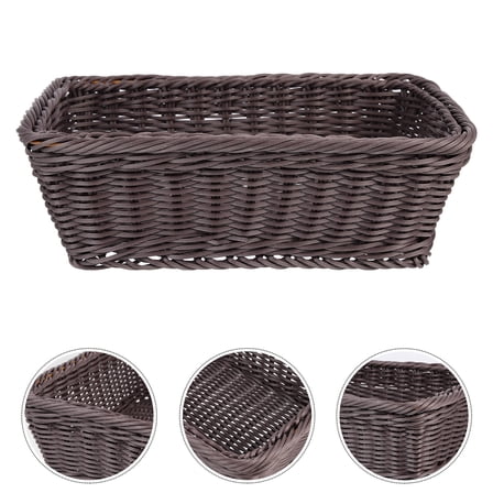 UPOUART Plastic Woven Basket for Storage Use Coffee Color 7x4.5x5 Inches