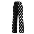 thumbnail image 4 of ClodeEU Women's Polka Dot Drawstring Wide Leg Pants With Pockets,Loose Casual Pant Black,Womens Plus L, 4 of 6