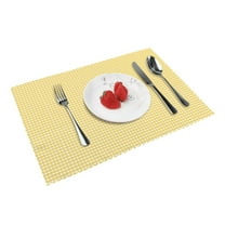 Western Placemat Restaurant Table Mat Anti-Oil Heat Insulation Plate Mat Hotel Family Banquet Special Placemat 12x18in 4 Pieces Gingham Yellow