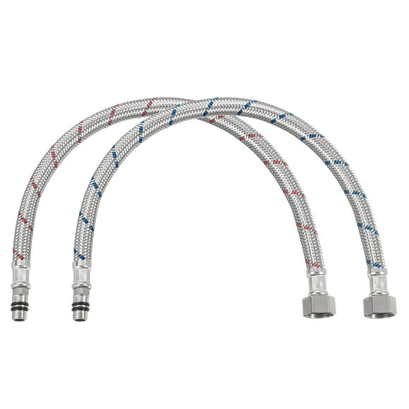 Unique Bargains 16' Faucet Supply Line Connectors, G3/8 Female x M10 Male Braided 304 Stainless Steel Water Supply Hose, 2 Pack