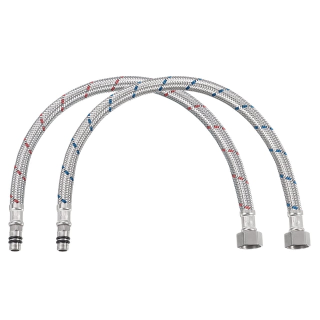 Conectores de línea de suministro de grifo Uxcell de 16", G3/8 hembra x M10 macho, manguera de suministro de agua trenzada de acero inoxidable 304, paquete de 2