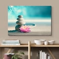 thumbnail image 2 of wall26 Canvas Print Wall Art Japanese Sand Garden Pink Water Lily Flower Stones Nature Wilderness Photography Realism Rustic Landscape Colorful Multicolor for Living Room, Bedroom, Office - 16"x, 2 of 5