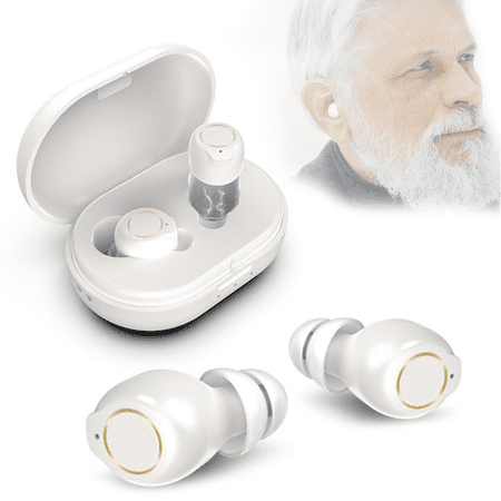 Icebreaker Personal Sound Amplifier, Wireless Rechargeable Digital Personal Sound Amplifier Magic Ear For Seniors Inner,AI Noise Reduction, Perfected Ergonomics, with Charging Box (White)