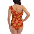 thumbnail image 5 of Sikiie Christmas With Gold Snowflakes Print Women One Piece Swimsuits Tummy Control One Shoulder Bathing Suits Ruffle Swimwear, From S to XXL-Medium, 5 of 6