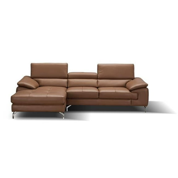 A973B Italian Leather Left Facing Chaise with Mini Sectional Sofa - Caramel - 105 x 65.7 x 36.20 in.