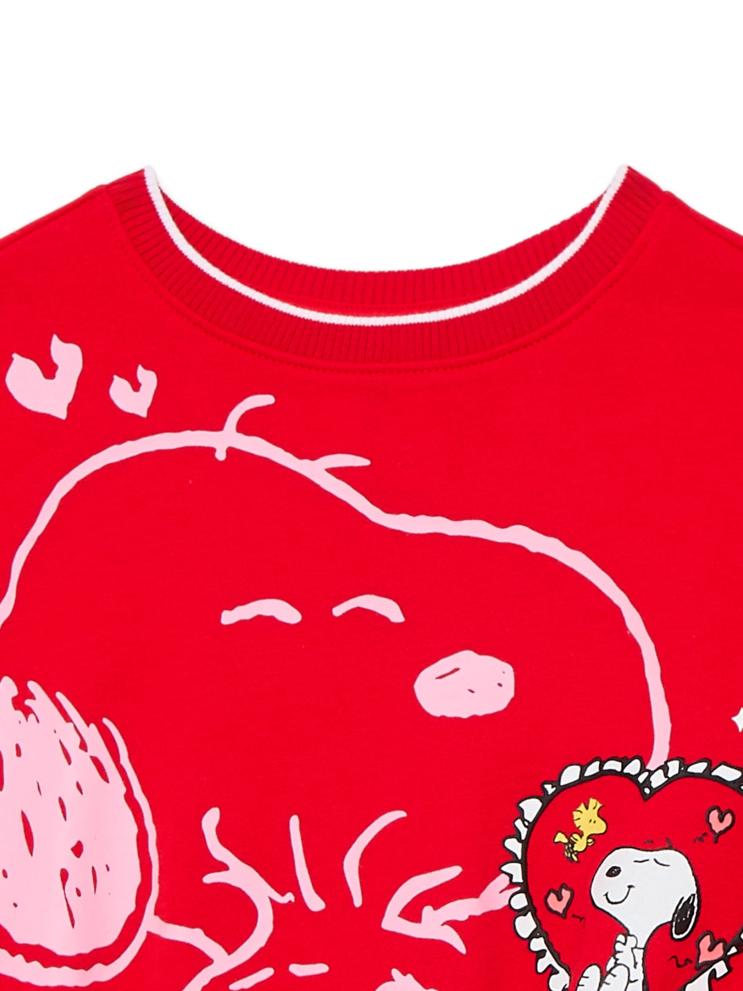 Snoopy Girls Valentine's Day Graphic Fleece Crew Pullover, Sizes 4-16