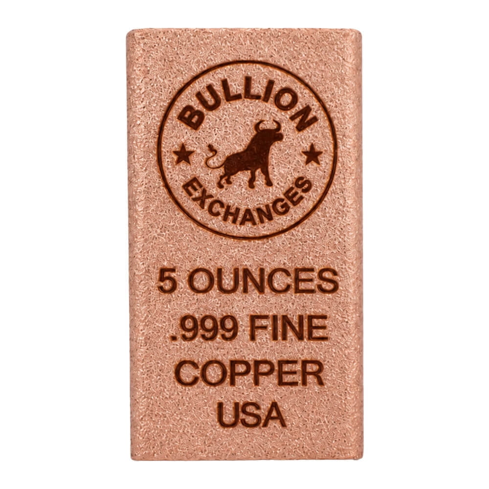 5 oz Bullion Exchanges Copper Bar .999 Fine (Rounded Edges)
