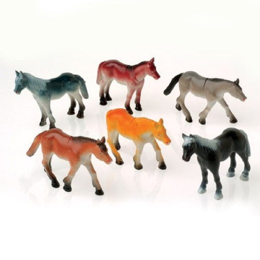 Dozen Assorted Standing 4 in. Plastic Horse Toy Figures - Walmart.com ...