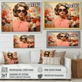 thumbnail image 4 of Designart "Retro Elegance Mid Century Woman with Floral Pattern I" Fashion Framed Wall Art Decor - Glam Pink Fashion Woman Living Room Framed Canvas Art, 4 of 6