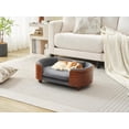 thumbnail image 4 of Scandinavian Style Elevated Dog Bed Pet Sofa with Solid Wood Legs and Bent Wood Back, Velvet Cushion, Small Size, Walnut Frame & Dark Grey Cushion, 4 of 9