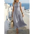 thumbnail image 3 of Womens Light Grey Sleeveless Criss-Cross Waist Summer Maxi Dress, Casual, 3 of 4