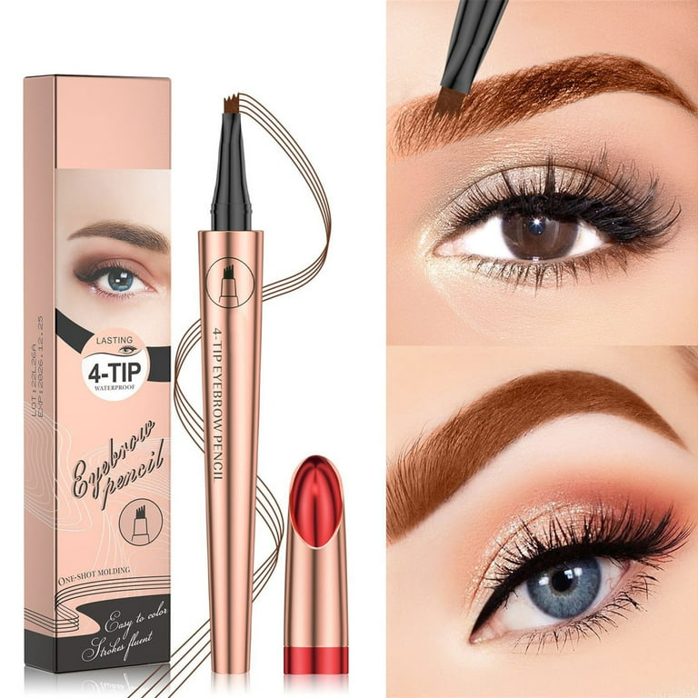 keusn four liquid eyebrow pencil waterproof sweat proof and non caking wild  eyebrow pencil with four prongs 0.4ml 