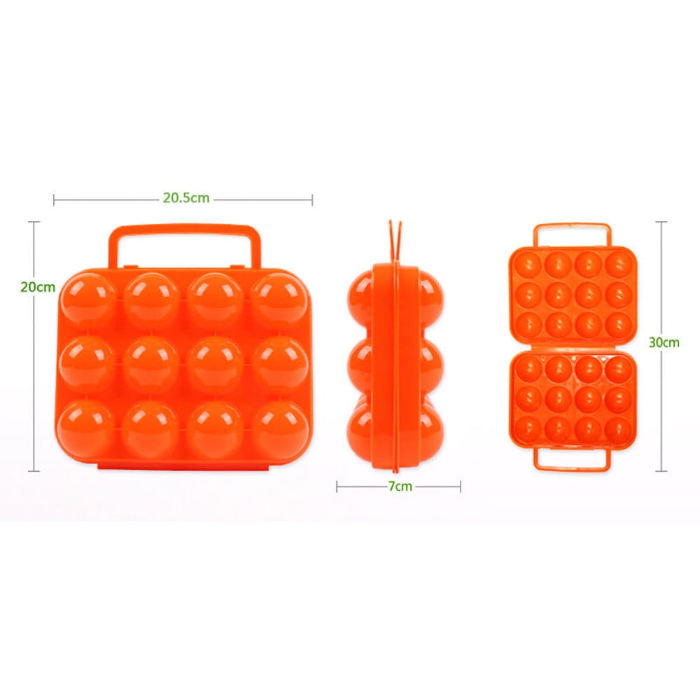 JilgTeok 3 Packs Portable 12 Egg Carrier Case ABS Plastic Camping Egg Storage Box with Handle for Outdoor Hiking Travel