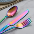 thumbnail image 2 of GoGeiLi Rainbow Silverware Set for 6, 30-Piece Stainless Steel Flatware Set, Shiny Rainbow Metal Cutlery Set, Include Fork, Knife and Spoon Set, Dishwasher Safe, 2 of 6