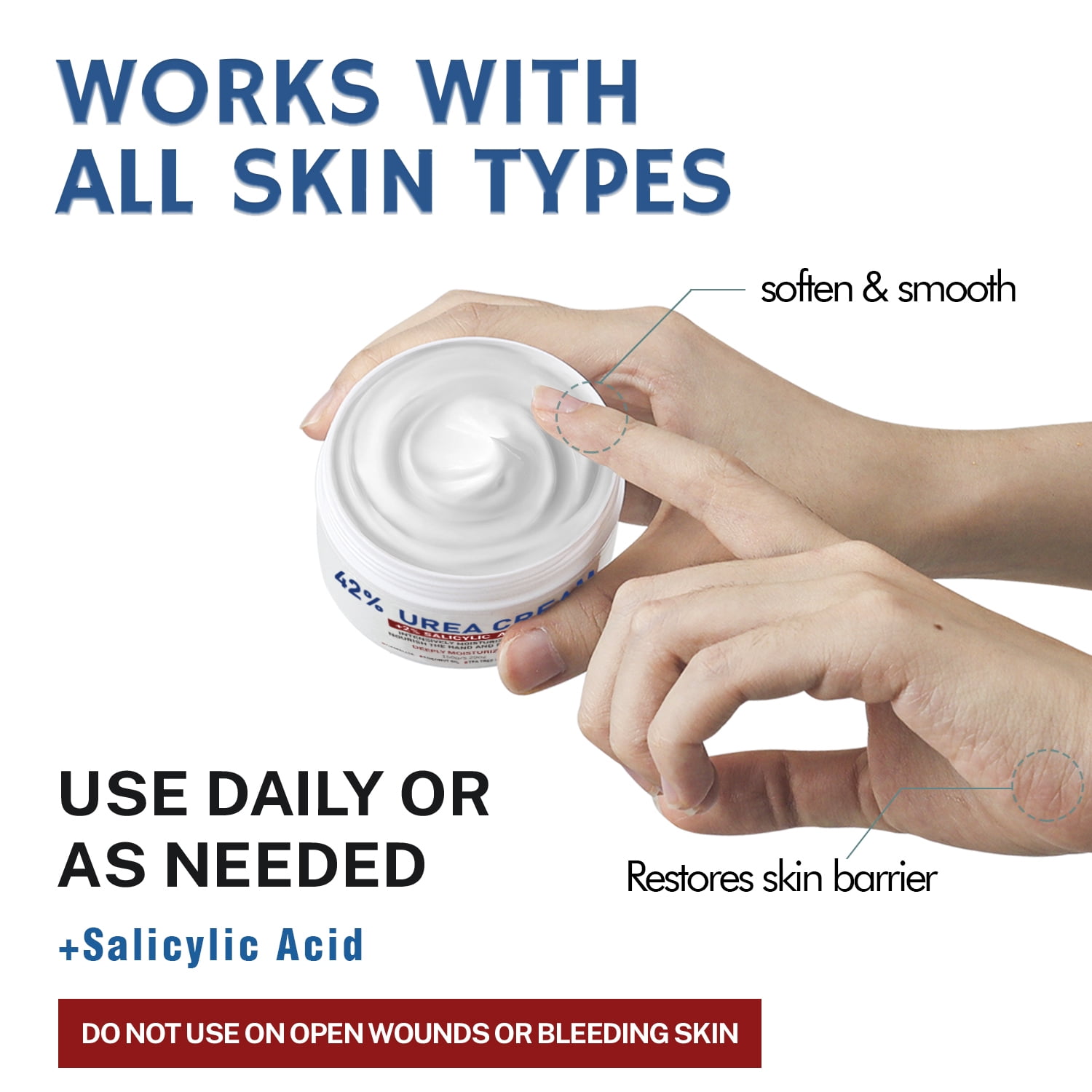 OUKEYA Urea & Salicylic Acid Cream For Dry & Cracked Skin Care, 42% Urea + 2% Salicylic Acid, 5.29 oz 4 Pack