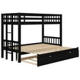thumbnail image 5 of Harper & Bright Designs Wooden Extendable Bunk Bed with Trundle, Twin Over Double Twin Bunk Bed Frame, Pull-Out Bunk Bed Frame for 4 People, Espresso, 5 of 13
