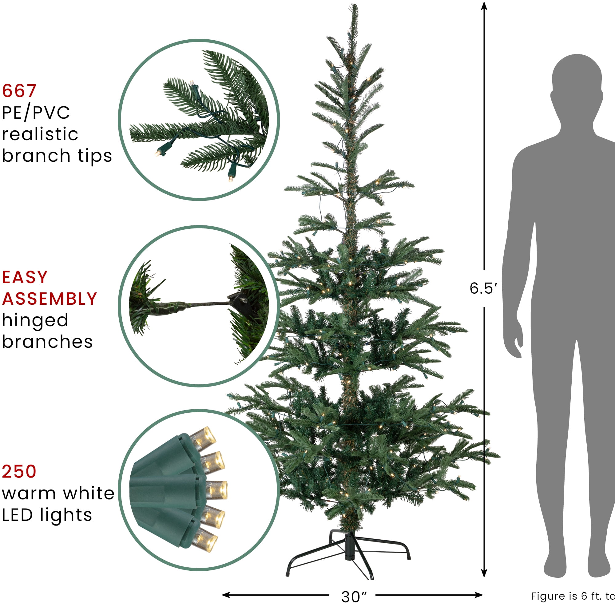6.5' Pre-Lit Layered Noble Fir Artificial Christmas Tree - Warm Clear LED Lights